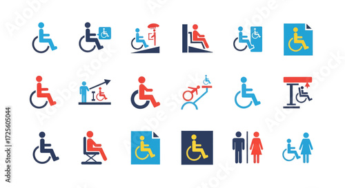 Collection of accessible and inclusive icons representing disability and universal design concepts.