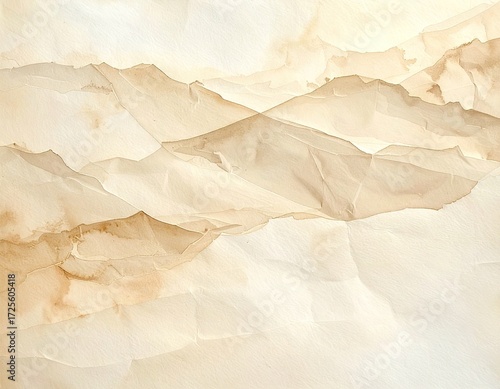 Abstract Beige and Brown Mountain Landscape Watercolor Painting