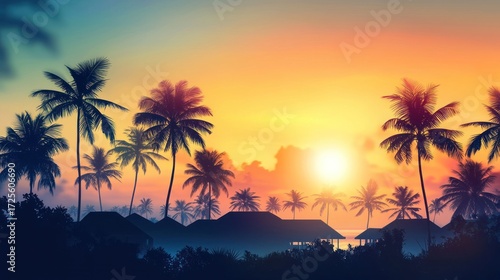 Tropical sunset landscape