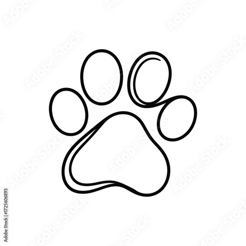 Simple line art paw print icon for pets