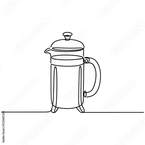 Minimalist line art of a french press coffee maker