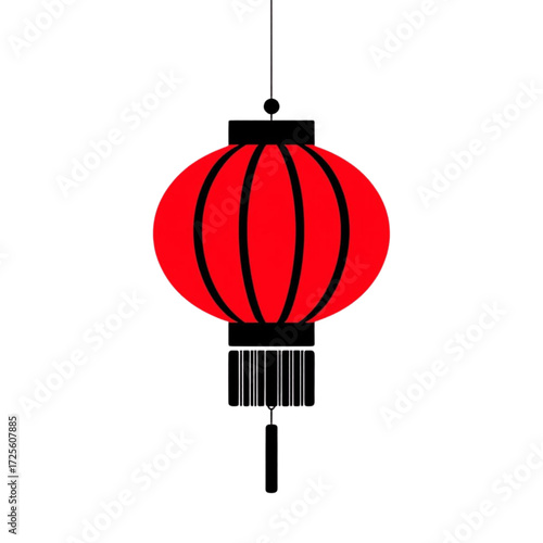 Red Chinese Lantern with Black Stripes and Tassel red lantern 1