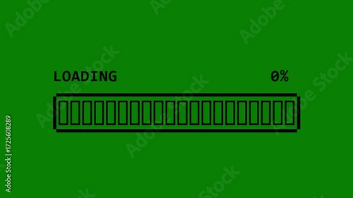 8-Bit Pixelated Loading Bar chroma key green screen 4K stock video