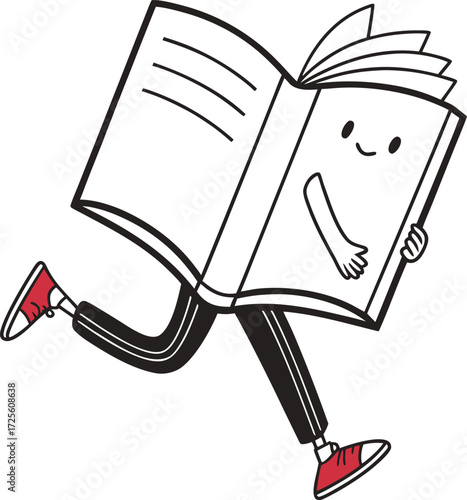 Anthropomorphic Book Character Running Keywords: book, running, character, anthropomorphic