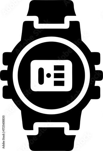 Non smart electronic digital watch waterproof silhouette icon vector on white background 