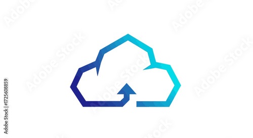 Modern cloud computing technology logo showcasing data flow and connectivity for innovative business solutions, originally a scalable vector graphic