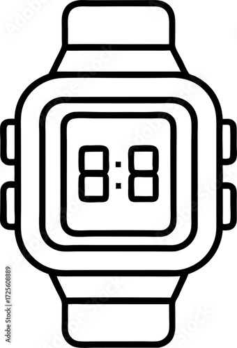 Non smart electronic digital watch waterproof silhouette icon vector on white background 
