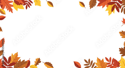 Autumn leaves border Colorful foliage arrangement Seasonal frame with copy space Fall nature concept