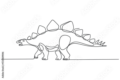 Simple line drawing of a stegosaurus dinosaur