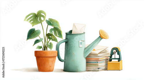 Office plant bringing document balance and filing nature