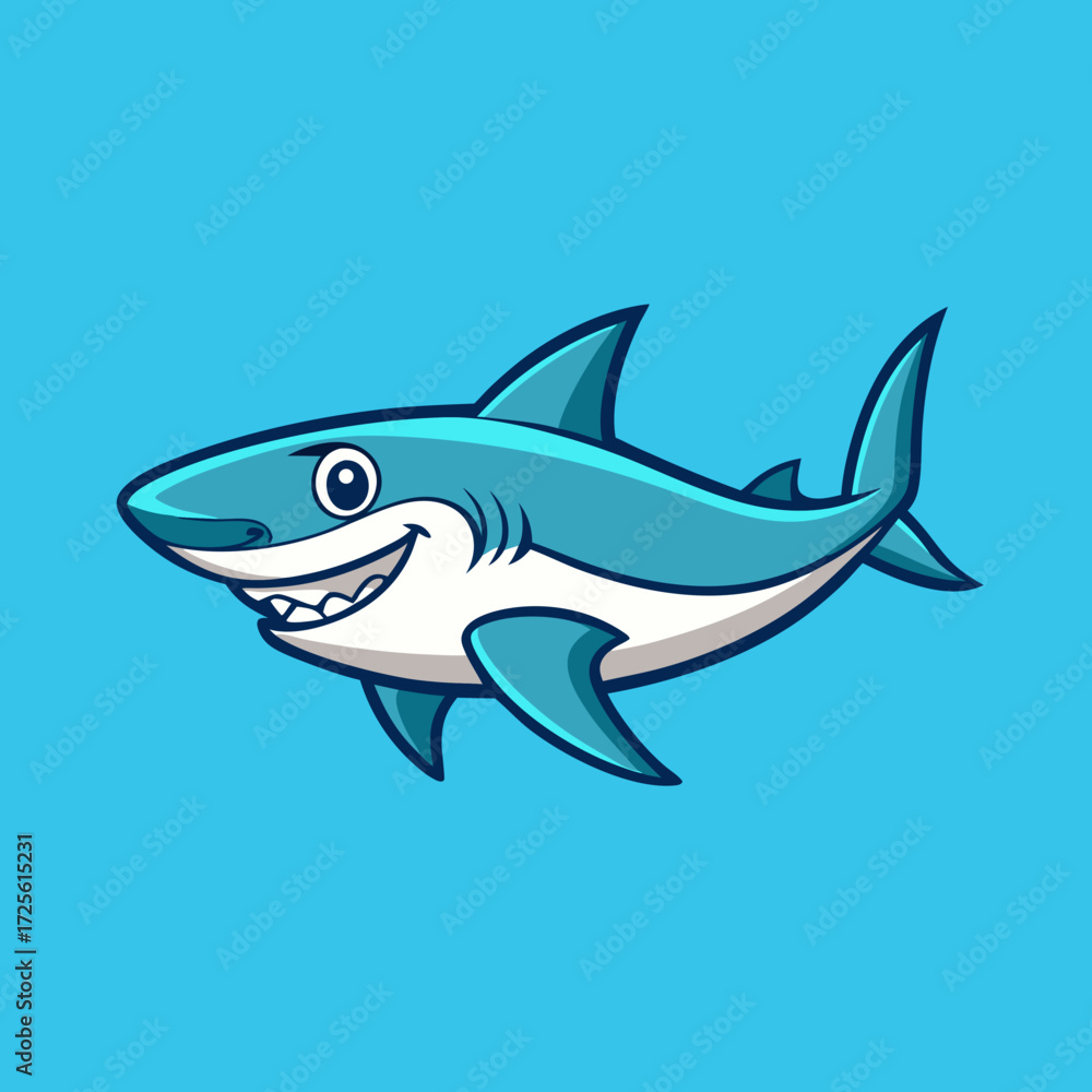 Fototapeta premium shark cartoon isolated on white