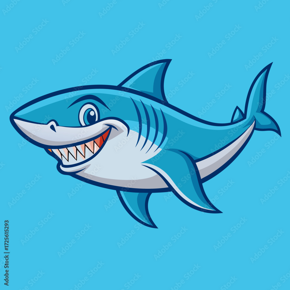 Fototapeta premium shark cartoon isolated on white