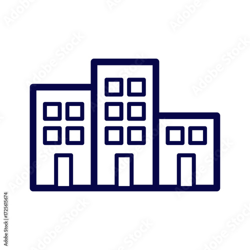 Simple line icon of a city skyline representing corporate business headquarters and real estate