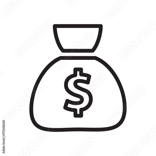 Minimalist money bag with dollar sign, a sleek graphic icon symbolizing financial success and savings