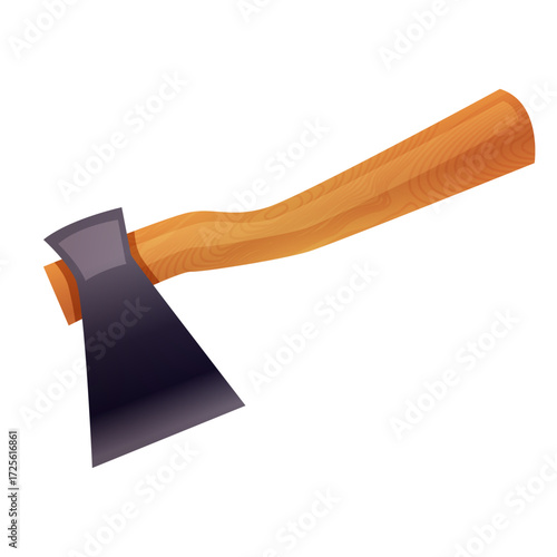 Traditional woodcutter's hatchet with a sharp steel blade and wooden handle for camping or survival