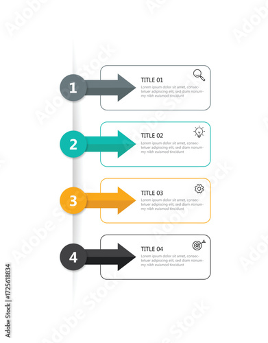 Modern business 4 step process infographic timeline.
