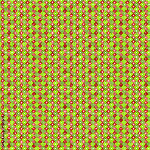 A seamless pattern featuring bold lime green and deep red squares arranged in a striking geometric layout. The design alternates vibrant lime green blocks with rich red squares.