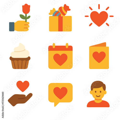 Sweetest day icon shows romantic gestures, gifts, cards, dates, and affectionate messages. Perfect for illustrating lovethemed content or events.