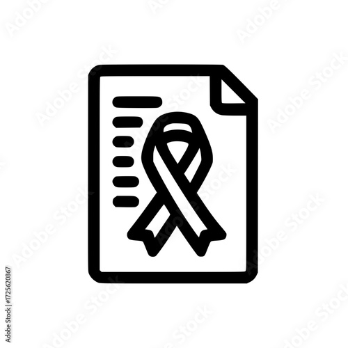 Paper with decorative ribbon icon for festive writing awareness notes and heartfelt expression

