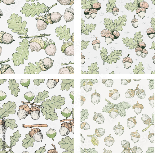 Seamless pattern with acorns and oak leaves 1.