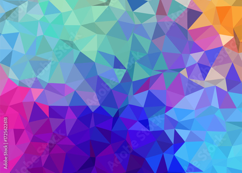 Abstract Colorful Polygonal Low Poly Background,Abstract Geometric Rainbow Mosaic