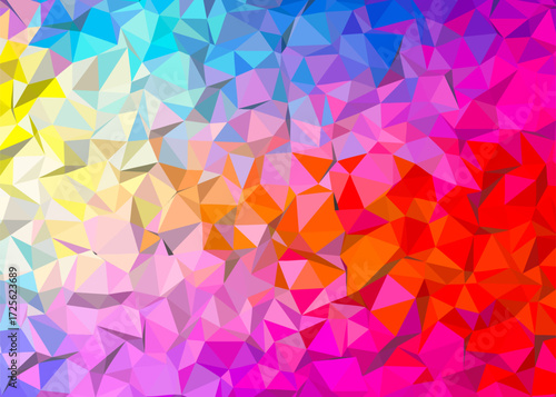 Abstract Colorful Polygonal Low Poly Background,Abstract Geometric Rainbow Mosaic