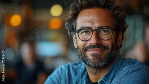 Close-up portrait of a man wearing glasses and a beard, suitable for use in personal or professional settings
