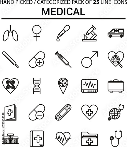 Healthcare Health Medicine Hospital Laboratory Icon Vector Concept, Medical icons.