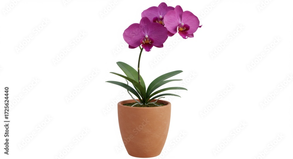 Naklejka premium Purple Orchid in Terracotta Pot