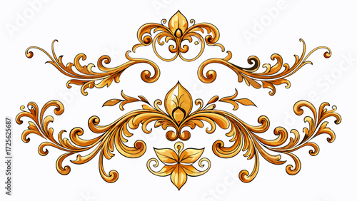 Ornamental curls vector divider set, vintage filigree decorative borders, elegant corner illustration, royal swirl ornament collection, intricate decorative flourishes, luxury style design isolated on