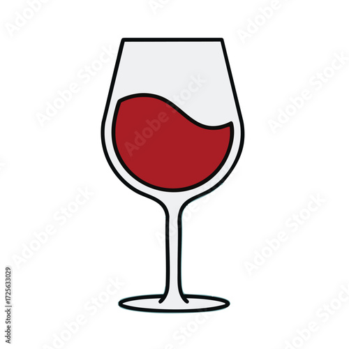 Colorful Flat Wine Glass Line Vector