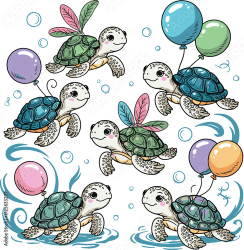 Turtle and jellyfish art design illustration premium quality