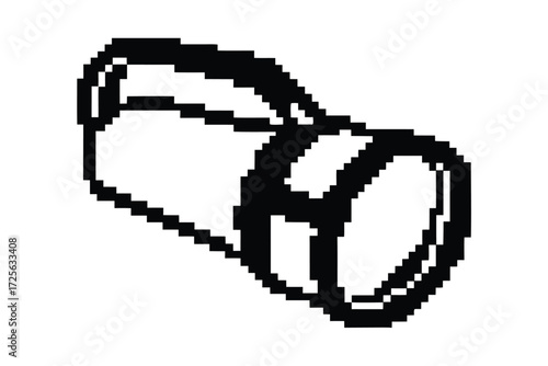Low resolution black and white pixelated duffel bag image