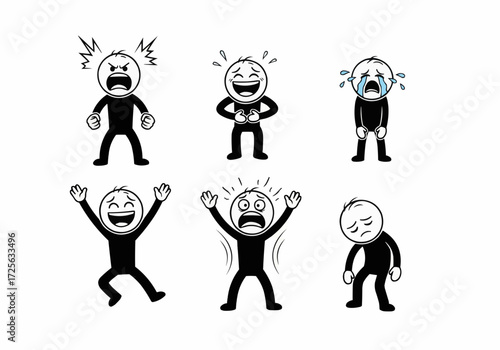 Expressing Emotions A Set of Simple Icon Characters Depicting Joy, Anger, Sadness, and More