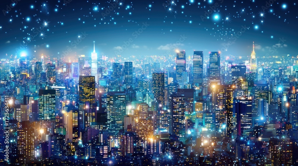Fototapeta premium Sparkling Cityscape Night Lights