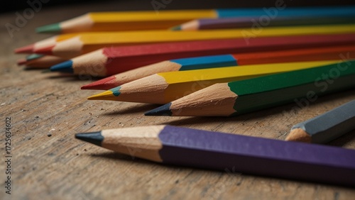 colored pencils on black background