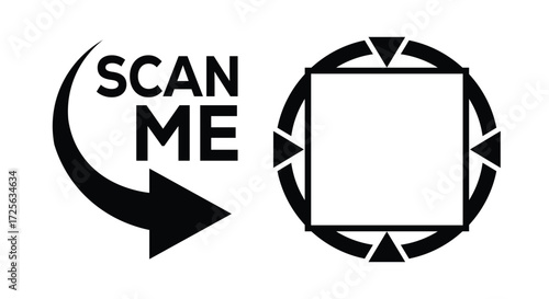 QR code scan icon set. Scan me frame. QR code scan for smartphone. QR code for mobile app, payment and identification. Vector illustration.