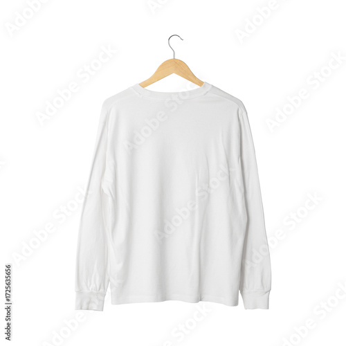White Long Sleeve T-Shirt Back View on Hanger