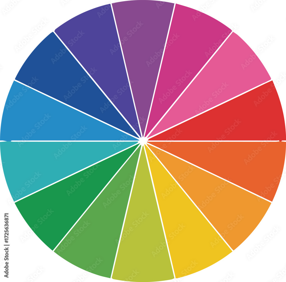 Fototapeta premium Vector art of colorful wheel chart with various color segments