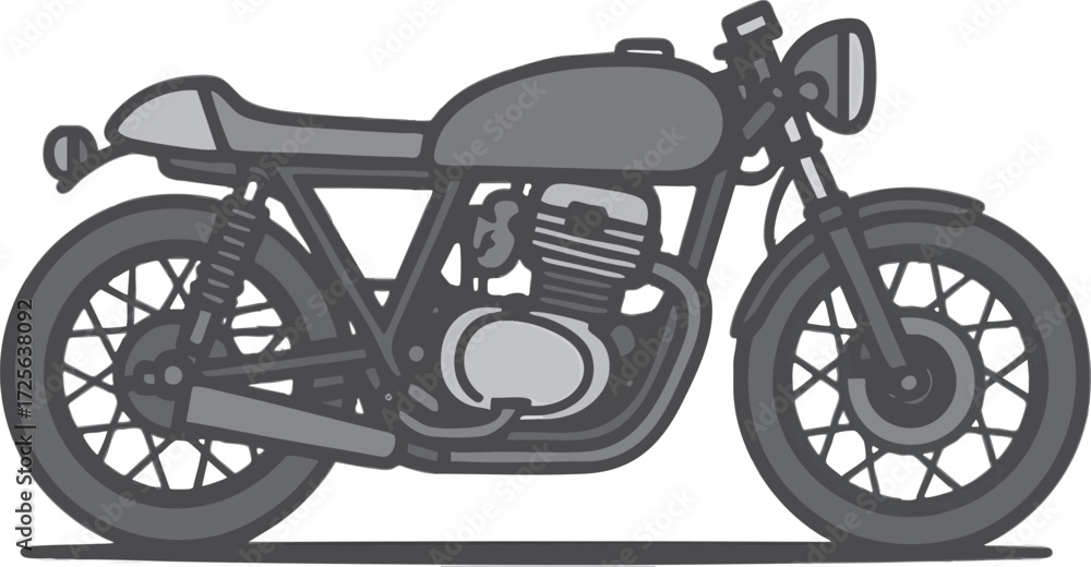 Fototapeta premium Crisp vector illustration of a motorbike, dark outlines and minimal flat tones on white