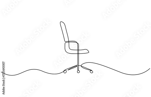 Continuous one line drawing of Office chair isolated on transparent background. Editable stroke