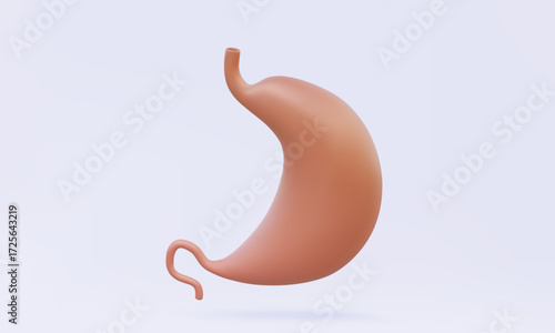 3D vector human stomach icon on isolated pastel background. Healthcare Digestion organ medical anatomy internal abdomen biology body design. illustration elements 