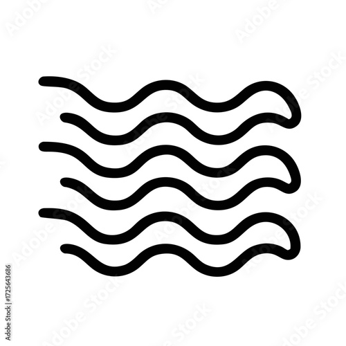 Simple Wavy Lines Icon Representing Water or Air Flow waves ocean futuristic silhouette vector icon