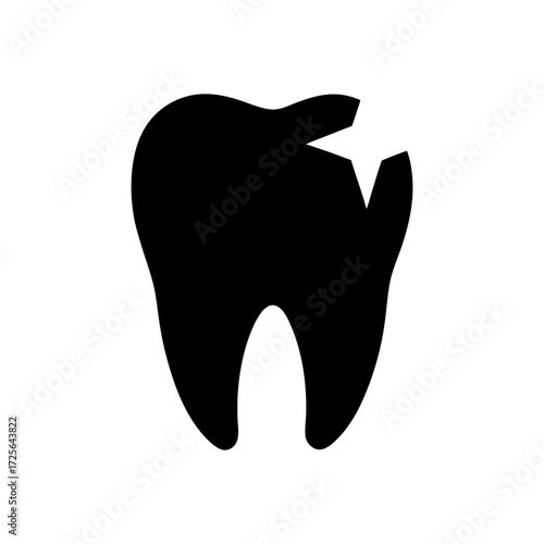 Silhouette healthy molar with shine symbol minimal dental care icon vector design with white background
