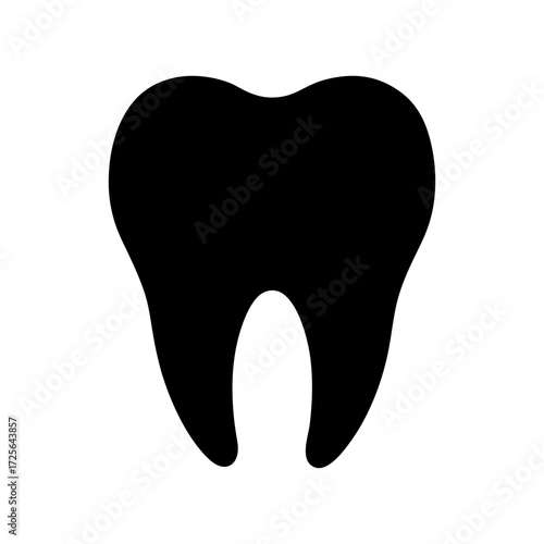 Silhouette molar tooth icon minimal clean dentist vector design with white background