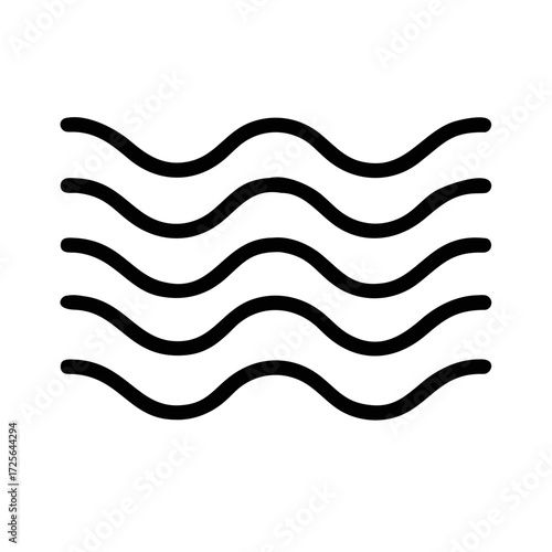 Thin Wavy Lines Icon Symbolizing Water or Air Currents waves ocean futuristic silhouette vector icon