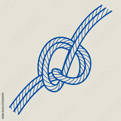 Blue rope knot, a nautical element illustration