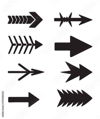 Black Arrow Vector Icons Set for Navigation and Design.