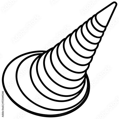 Illustration of a spiral shell in black outline