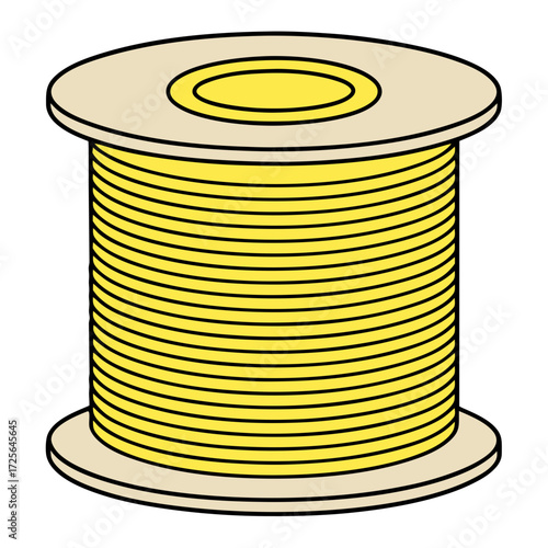 Illustration of a spool of yellow thread